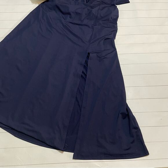 NWT Navy Blue V Neck Short Sleeve Long Modest Maxi Dress Women’s Size Medium - Picture 5 of 8